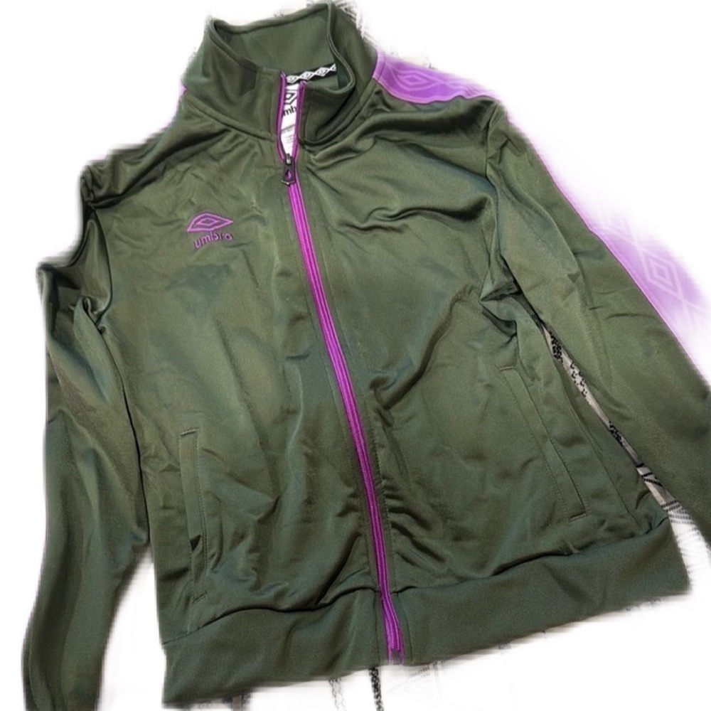 Umbro Green and Purple Bomber Jacket Lightweight Athletic Wear xsmall top gym
